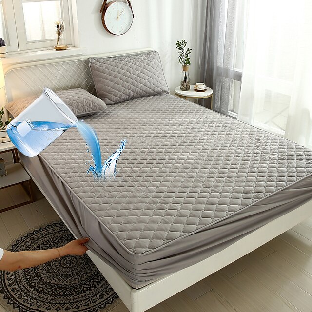  Quilted Mattress Pad Waterproof Breathable Mattress Protector Deep Pocket Pillow Top Mattress Cover with Siliconized Fiber Filling