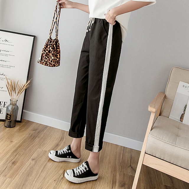 Womens Clothing Womens Bottoms | Womens Basic Essential Casual / Sporty Chinos Slacks Pocket Elastic Drawstring Design Ankle-Len