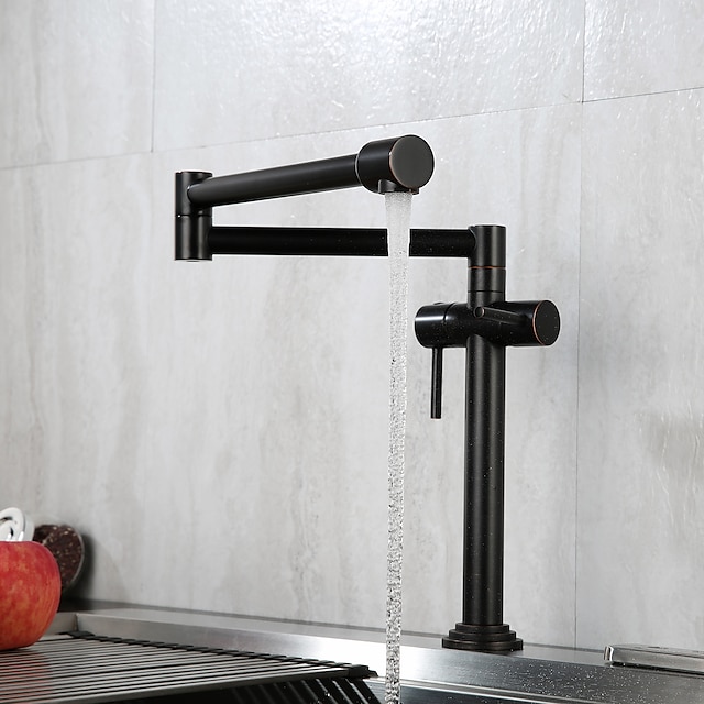  Foldable Kitchen Sink Mixer Faucet Deck Mounted, 360 Swivel Folding Single Handle Kitchen Vessel Taps
