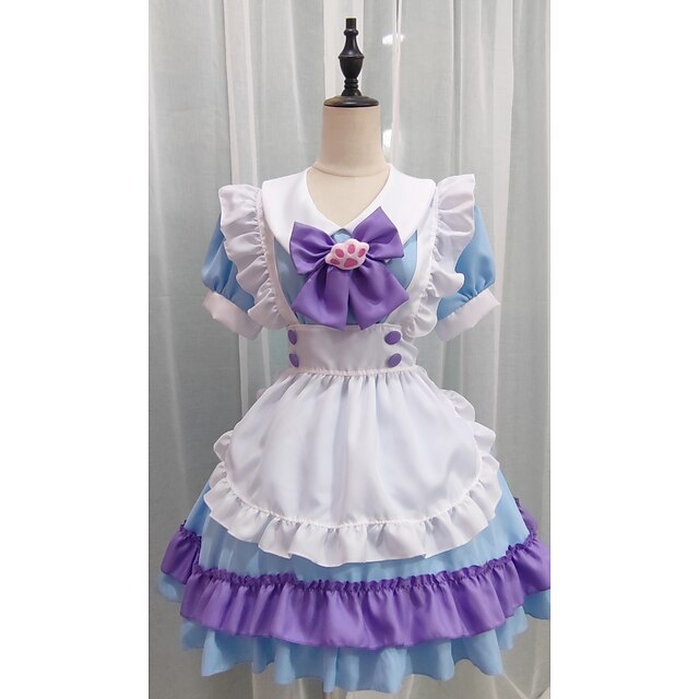 Toys & Hobbies Cosplay & Costumes | Lolita Lolita Cute Dress Womens Japanese Cosplay Costumes Light Purple Solid Color Puff Slee