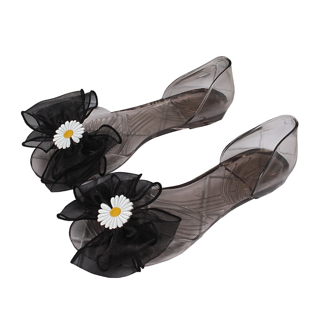 Women's Flats Flat Sandals Clear Shoes Jellies Shoes Rhinestone Bowknot ...