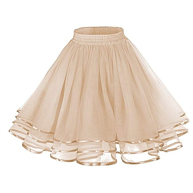  1950s Princess Petticoat Hoop Skirt Tutu Under Skirt Crinoline Tulle Skirt Women's Costume Vintage Cosplay Party / Evening Prom Above Knee Skirt