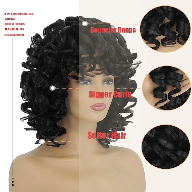 Black Wigs for Women Black Ladies Short Curly African Wig 14 Inches ...