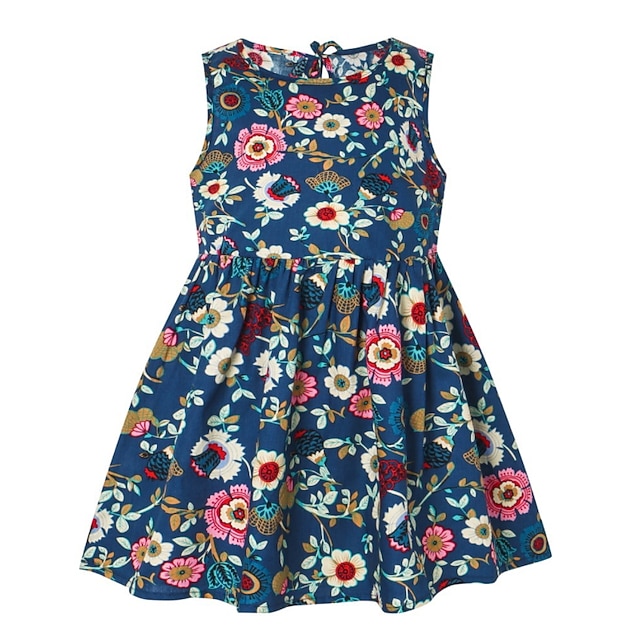  Bambino Da ragazza Vestito Floreale Animali Senza maniche Stampa Essenziale Cotone Al ginocchio Estate 3-10 anni Giallo Rosa Blu