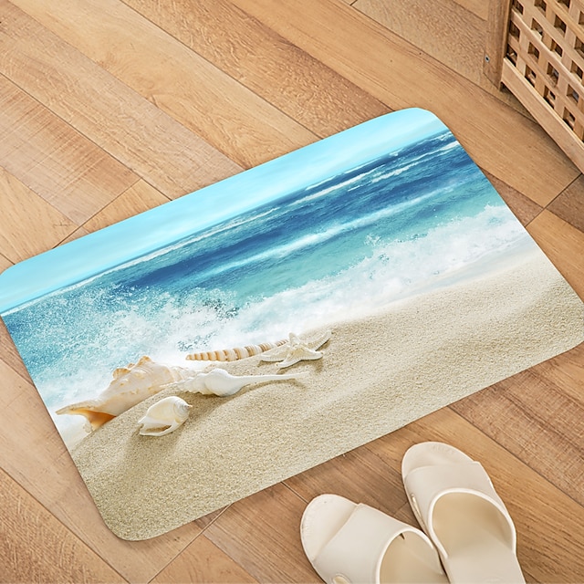 Home & Garden Bath Accessories | Shell Theme Series Digital Printing Floor Mat Modern Bath Mats Nonwoven / Memory Foam Novelty B