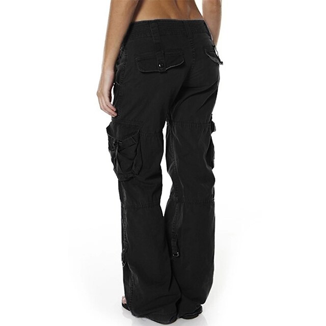 Women's Cargo Pants Normal Cotton Blend Plain Black Pink Chic & Modern ...