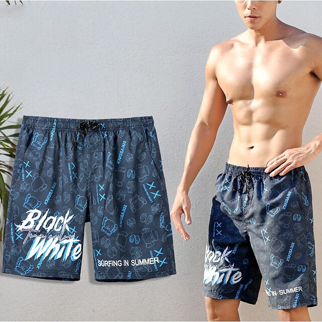 

Men's Swim Shorts Swim Trunks Spandex Board Shorts Bottoms Breathable Quick Dry Stretchy Drawstring With Pockets - Swimming Surfing Beach Water Sports Printed Autumn / Fall Spring Summer