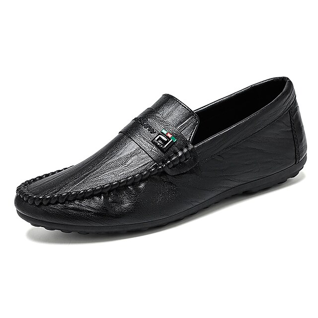  Men's Loafers & Slip-Ons Comfort Loafers British Style Plaid Shoes Comfort Shoes Casual British Daily PU Breathable Black White Summer Spring