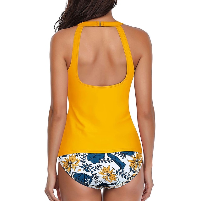 Sports & Outdoors Surfing, Diving & Snorkeling | Womens Tankini Two Piece Swimsuit Backless High Neck Bathing Suit Floral / Bota