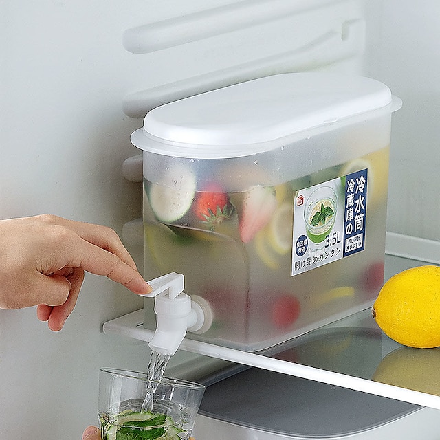  수도꼭지가있는 3.5l 물 주전자 레몬 주스 주전자 주방 음료 용기 주전자 냄비 찬물 병 컨테이너 내열 투수 여름 냉각