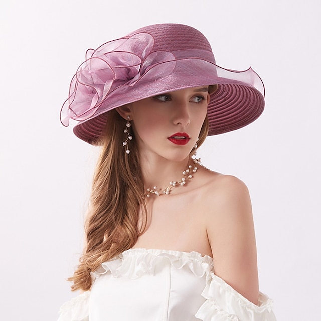  Hats Net Sun Hat Casual Holiday Valentine's Day Valentine Melbourne Cup Fashion With Flower Headpiece Headwear
