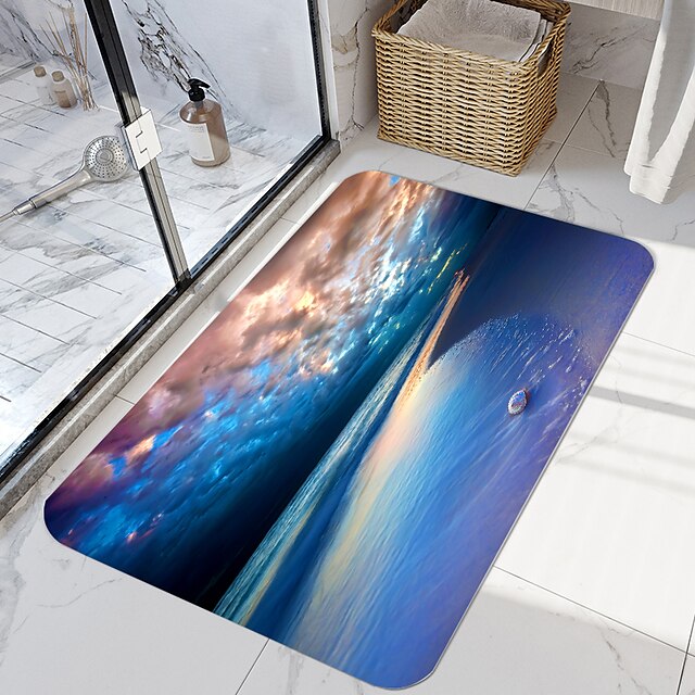 Home & Garden Bath Accessories | Twilight Beach Series Digital Printing Floor Mat Modern Bath Mats Nonwoven / Memory Foam Novelt