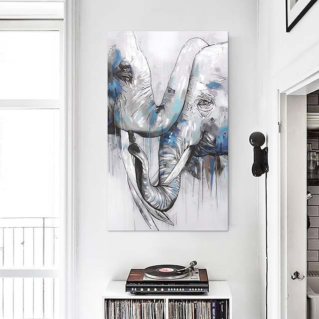 Home & Garden Wall Art | Oil Painting Handmade Hand Painted Wall Art Animal Couple Elephants Home Decoration Decor Rolled Canvas