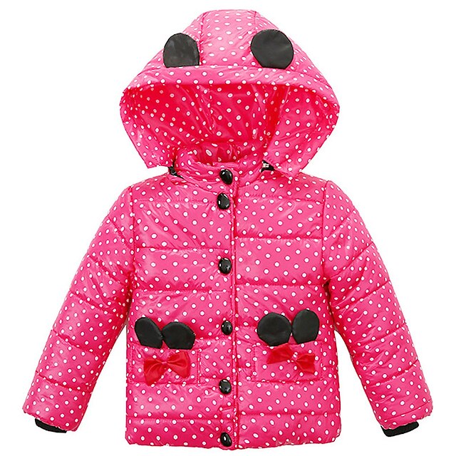 Baby & Kids Girls Clothing | Kids Girls Down & Cotton Padded Long Sleeve Pink Fuchsia Red Polka Dot Print Fall Winter Active Out