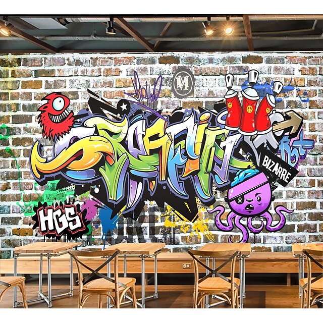  Mural Wallpaper Wall Sticker Self-adhesive Hip-hop Graffiti Picture Canvas /vinyl Suitable For Living Room Party Holiday Children's Room Wall Decoration Art Home Decor