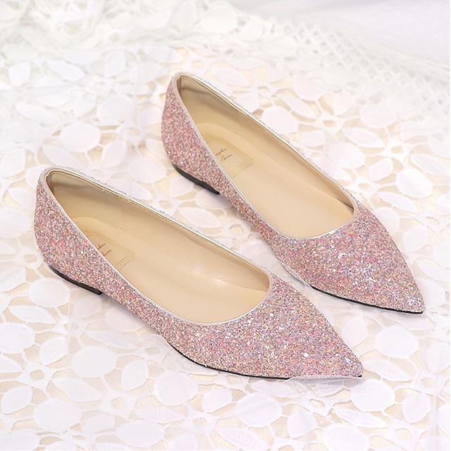 Wedding Shoes for Bride Bridesmaid Women Closed Toe Pointed Toe Silver ...