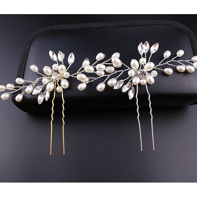  horquilla de cristal de perlas hecha a mano de novia coreana, pin en forma de U, tocado de boda, horquilla en forma de U
