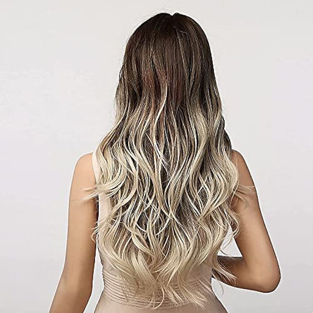 Beauty & Hair Wigs & Hair Pieces | long wavy wig ash blonde wigs with bangs ombre brown blonde wigs for women long heat resistan