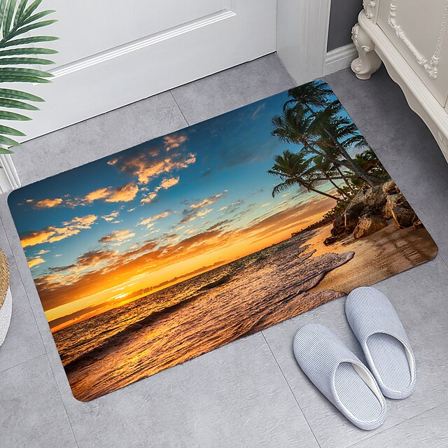 Home & Garden Bath Accessories | Sunset Beach Series Digital Printing Floor Mat Modern Bath Mats Nonwoven / Memory Foam Novelty 