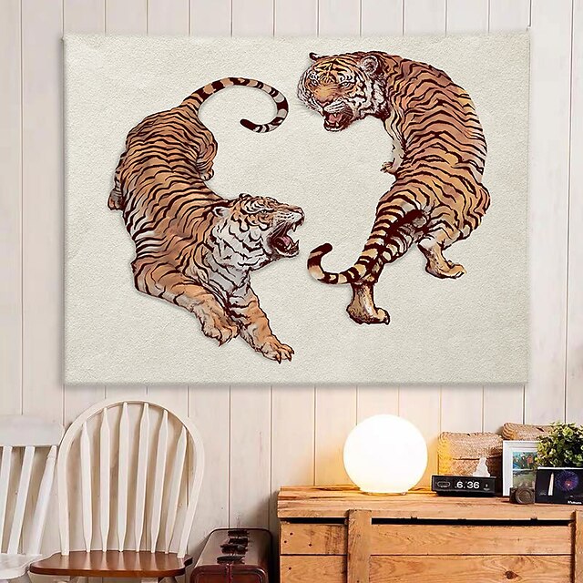 Home & Garden Home Decor | Two Tigers Fighting Pattern Tapestry Wall Hanging Tapestry Wall Carpet Wall Art Wall Decoration Tapes