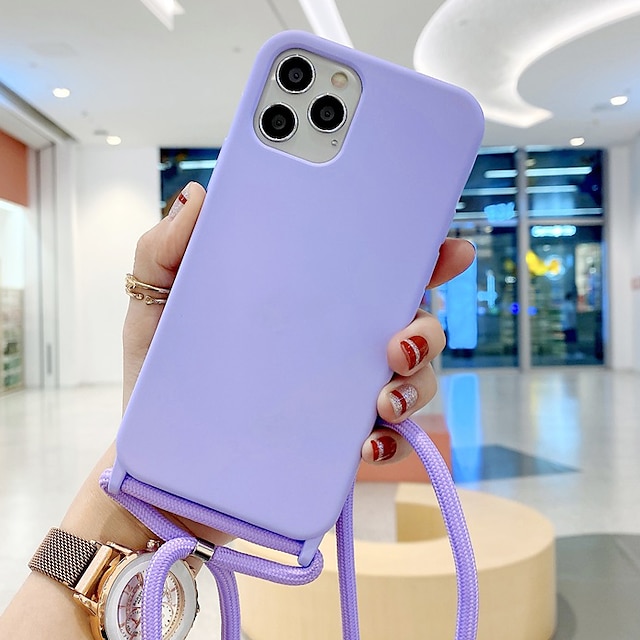  téléphone Coque Pour iPhone 16 15 14 Pro Max Plus iPhone 16e iPhone 13 12 11 Pro Max Mini Coque Arrière Étui en silicone liquide avec Lanière Antichoc Couleur Unie Silicone