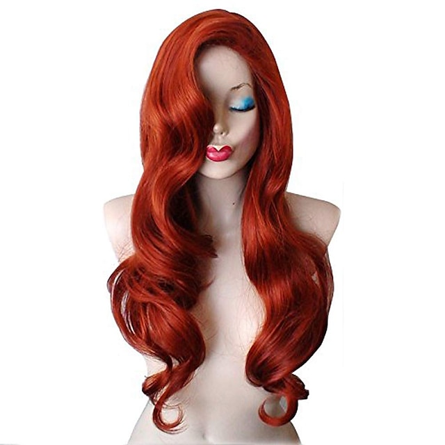  Long Curly Copper Red Jessica Rabbit  Wig Halloween Wigs