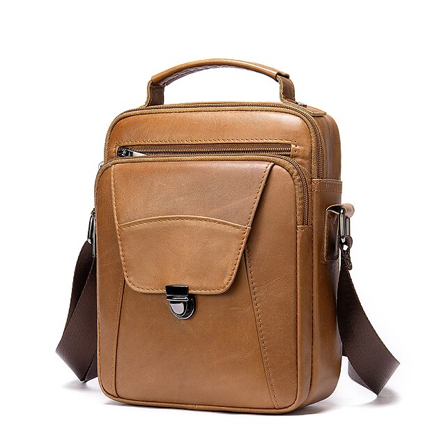  Men's Bags Nappa Leather Cowhide Crossbody Bag Zipper Daily Handbags Black Brown Coffee