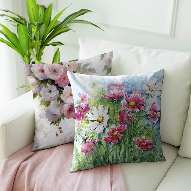 Home & Garden Home Decor | Floral Double Side Cushion Cover 2PC Soft Decorative Square Throw Pillow Cover Cushion Case Pillowcas