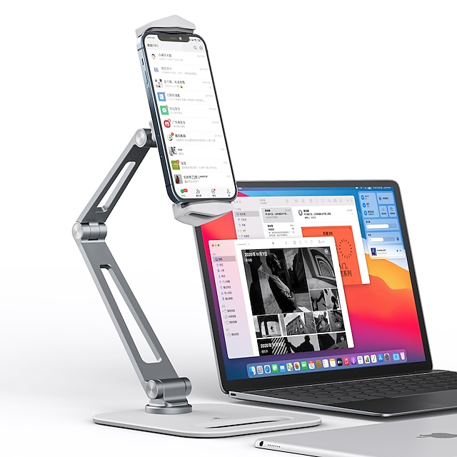  Phone Holder Stand Mount Desk Phone Holder Adjustable 360°Rotation Aluminum Alloy Metal Phone Accessory iPhone 12 11 Pro Xs Xs Max Xr X 8 Samsung Glaxy S21 S20 Note20 