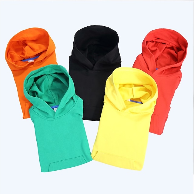  Unisex 3D Feste Farbe Kapuzenshirt Langarm Winter Casual Baumwolle kinderkleidung Schulanfang Freizeitskleidung