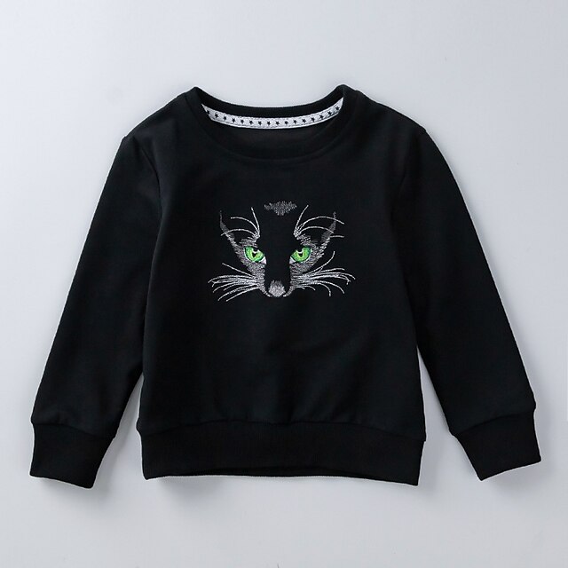 Baby & Kids Boys Clothing | Kids Unisex Hoodie Long Sleeve Black-cat Black-elephant Grey-Alpaca Head Cartoon Cat Cotton Cartoon 