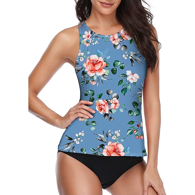 Sports & Outdoors Surfing, Diving & Snorkeling | Womens Tankini Two Piece Swimsuit Backless High Neck Bathing Suit Floral / Bota