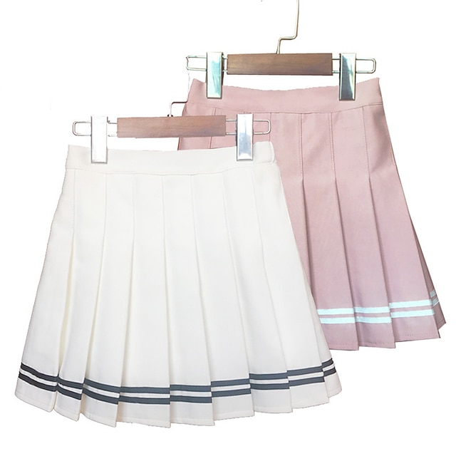  Kids Girls' 1 PC Skirt Black Gray Pink Striped Pleated Cute 3-12 Years