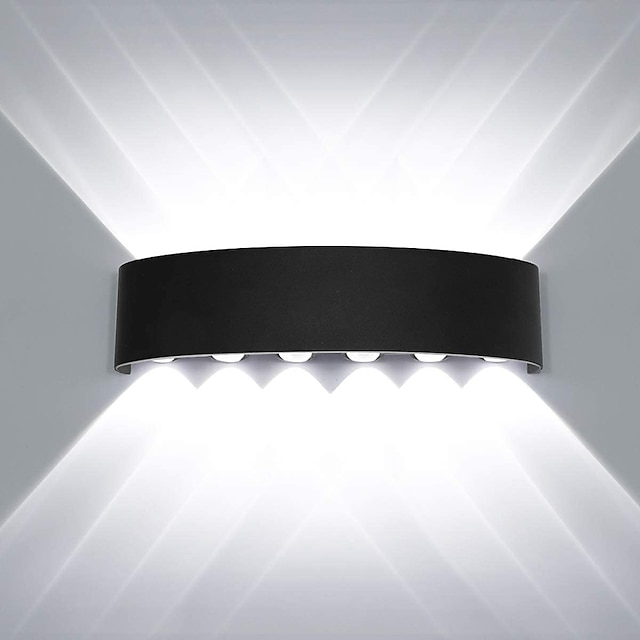  lightinthebox led væglampe udendørs led væglampe vandtæt 10w 12w op og ned belysning indendørs dobbelthoved buet væglampe moderne soveværelseslampe varm hvid lys ac85-265v