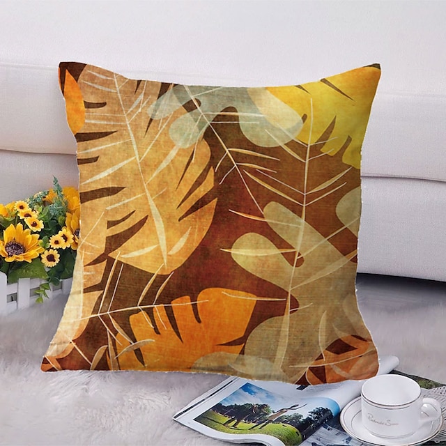 Home & Garden Home Decor | Leaves Fall Double Side Cushion Cover 1PC SoftSquare Throw Pillow Cover Cushion Case Faux Linen Pillo