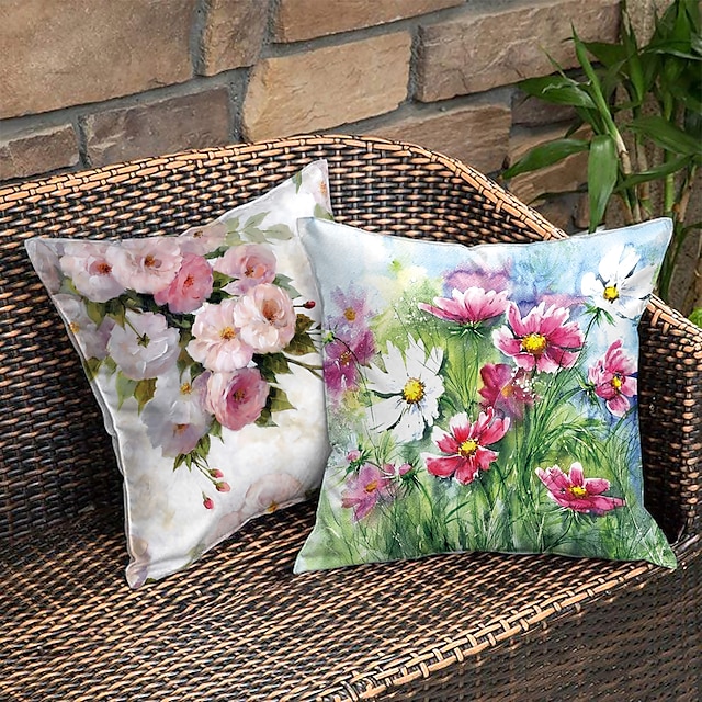 Home & Garden Home Decor | Floral Double Side Cushion Cover 2PC Soft Decorative Square Throw Pillow Cover Cushion Case Pillowcas