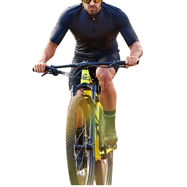  بدلة ثلاثية قصيرة الأكمام دراجة سوداء سريعة الجفاف للتنفس ملابس رياضية مرقعة