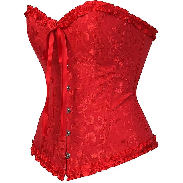  korsett kvinner pluss størrelse korsetter korsetter country sexy dame kjære magekontroll push up jacquard abstrakt blomsterkrok & øye snøre opp nylon / bomull bryllup spesielle hjemmeantrekk