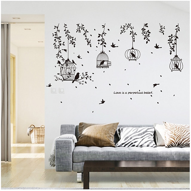1pc Wall Sticker PVC Removable Black Wall Decal for Bedroom Bathroom Living Room 