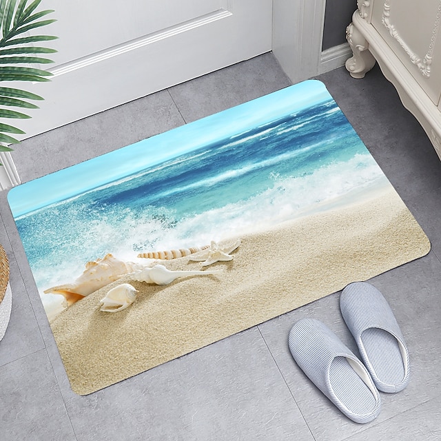 Home & Garden Bath Accessories | Shell Theme Series Digital Printing Floor Mat Modern Bath Mats Nonwoven / Memory Foam Novelty B