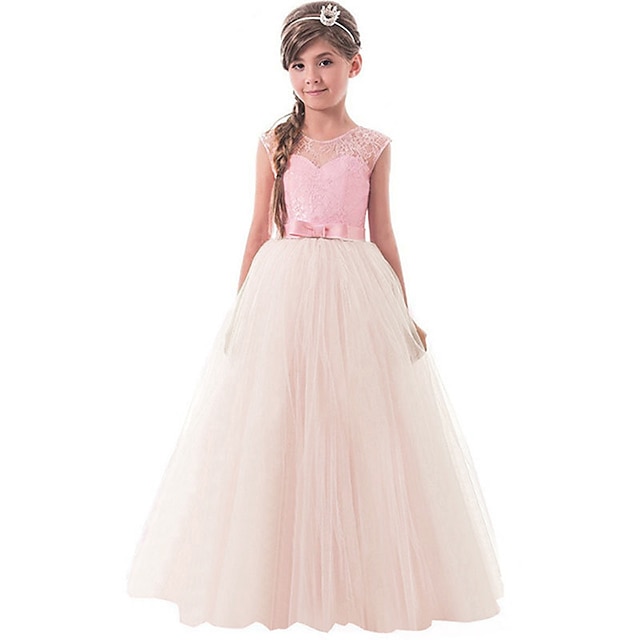  Kids Girls' Dress Solid Colored Sleeveless Party Holiday Active Sweet Maxi Summer White Pink Red