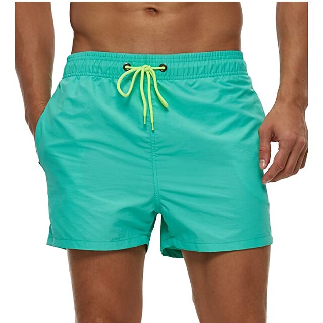 Men's Board Shorts Swim Shorts Beach Shorts Elastic Waist Solid Color