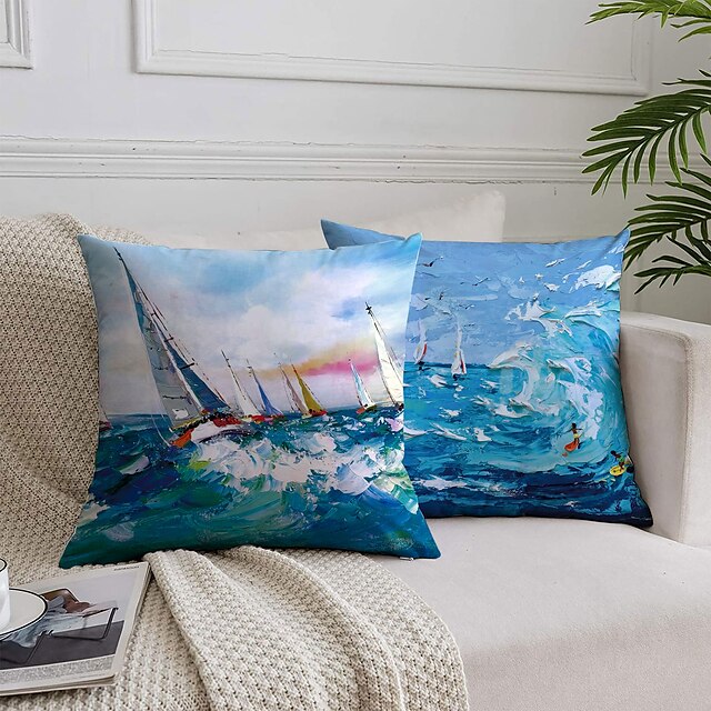 Home & Garden Home Decor | Oil Painting Style Double Side Cushion Cover 2PC Soft Decorative Square Throw Pillow Cover Cushion Ca