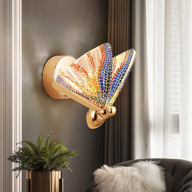 lightinthebox led applique da parete a farfalla nordico nuovo sfondo lampada decorativa comodino camera da letto lampada da parete creativa a farfalla lampada da parete per corridoio camera dei