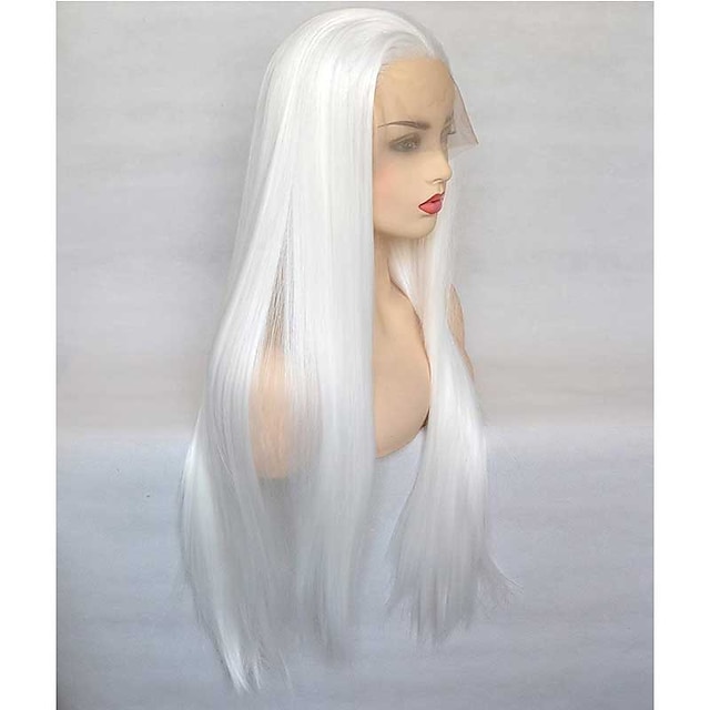 Beauty & Hair Wigs & Hair Pieces | Synthetic Lace Wig Natural Straight Style 22 inch White Middle Part 4x13 Closure Wig Womens W