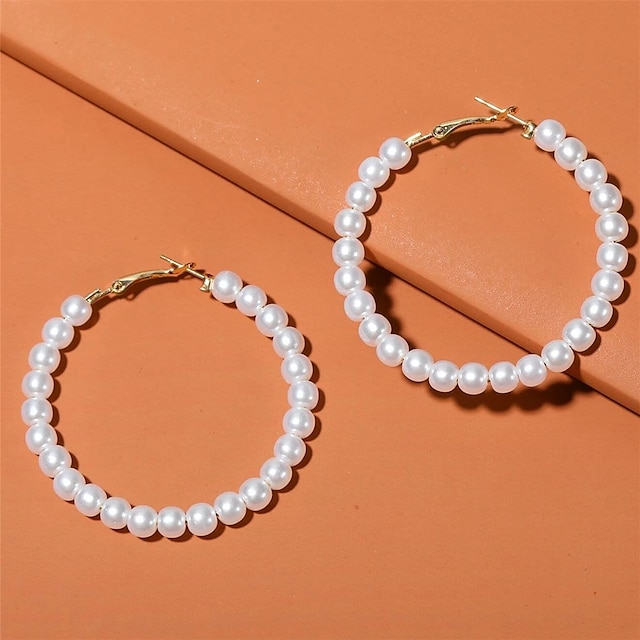  1 Pair Drop Earrings Women's Gift Prom Date Geometrical Imitation Pearl Alloy Birthday