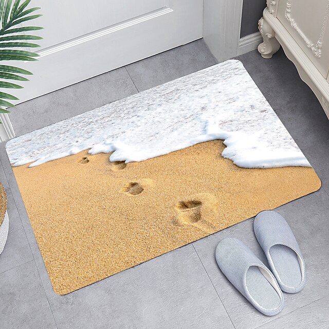 Home & Garden Bath Accessories | Wave Beach Series Digital Printing Floor Mat Modern Bath Mats Nonwoven / Memory Foam Novelty Ba