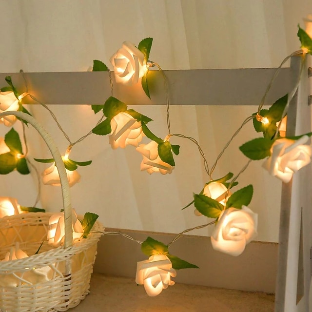  rozenblad fairy lichtslingers 3m 20 leds batterij bediening kerst bruiloft vakantie feest huis tuin decoratie