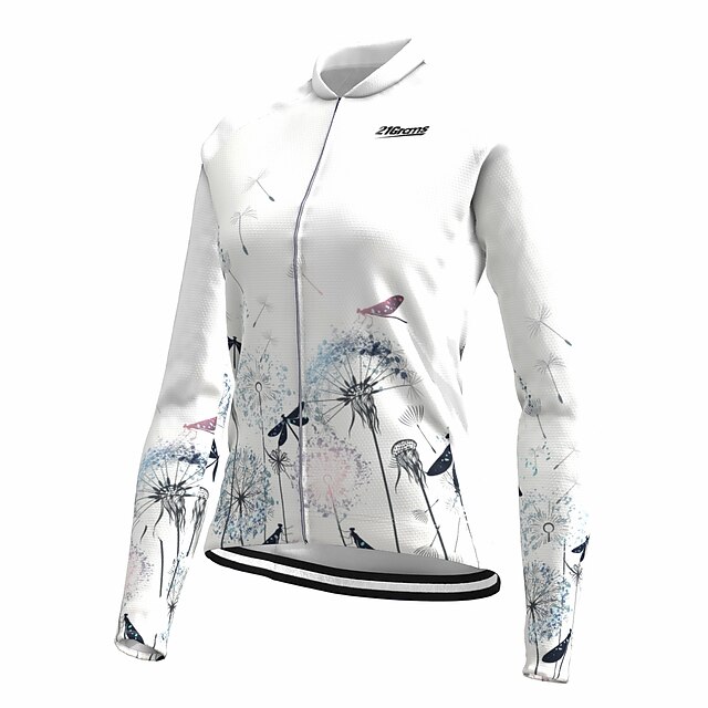  Women's Cycling Jersey Long Sleeve Mountain Bike MTB Road Bike Cycling Graphic Patterned Floral Botanical Animal Top Light Yellow Light Pink White Breathable Quick Dry Moisture Wicking Sports