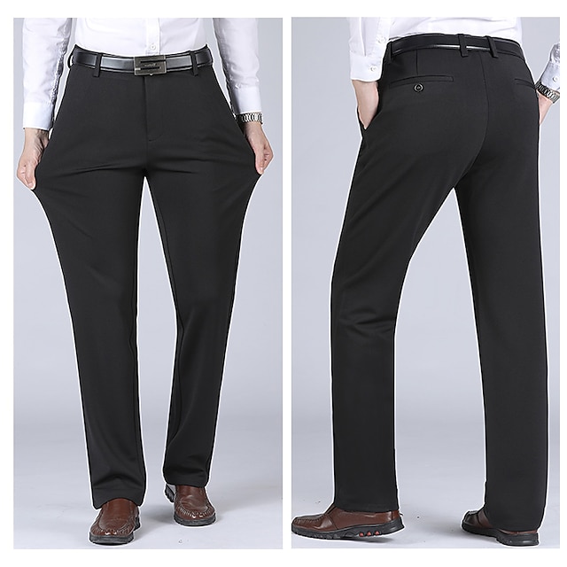 Men's Trousers Dress Pants Slacks Flat Front Pants Suit Pants Straight ...